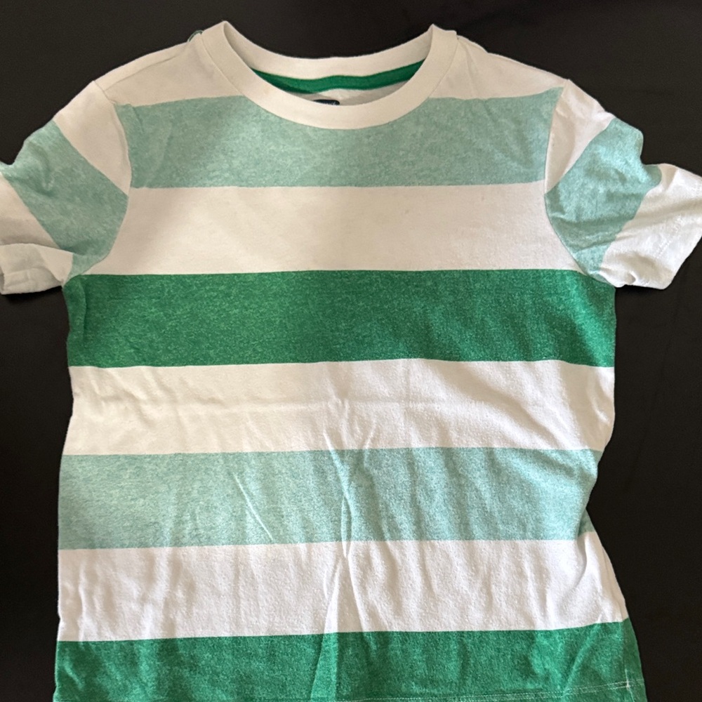 Old Navy Green and White Striped Short Sleeve Tee